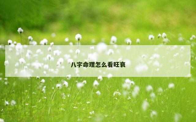 八字命理怎么看旺衰