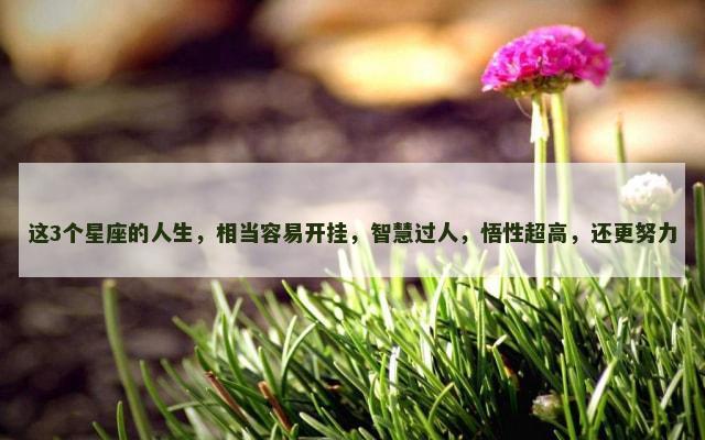 这3个星座的人生，相当容易开挂，智慧过人，悟性超高，还更努力