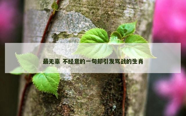 最无辜 不经意的一句却引发骂战的生肖