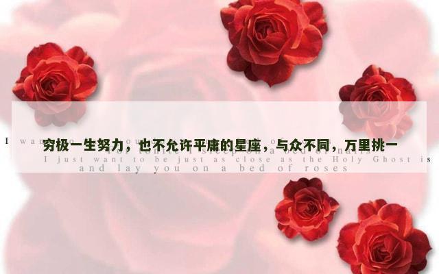穷极一生努力，也不允许平庸的星座，与众不同，万里挑一