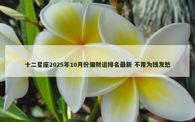 十二星座2025年10月份偏财运排名最新 不用为钱发愁