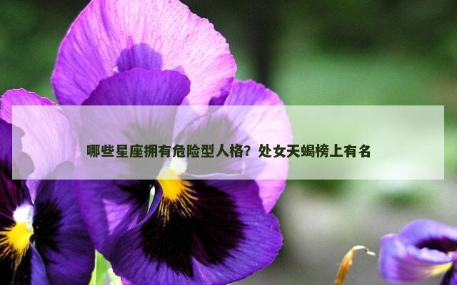 哪些星座拥有危险型人格？处女天蝎榜上有名