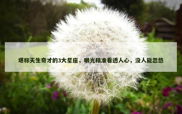 堪称天生奇才的3大星座，眼光精准看透人心，没人能忽悠