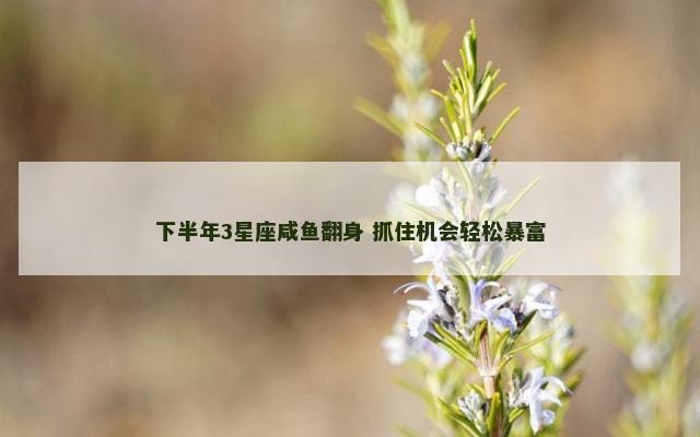 下半年3星座咸鱼翻身 抓住机会轻松暴富