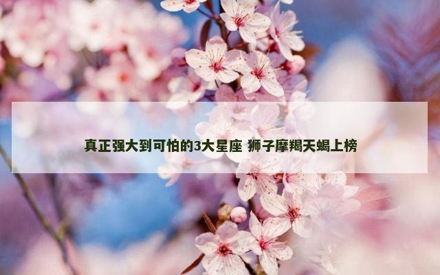 真正强大到可怕的3大星座 狮子摩羯天蝎上榜