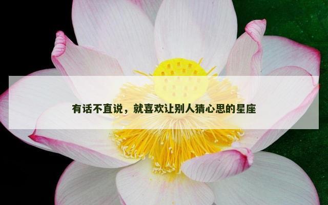 有话不直说，就喜欢让别人猜心思的星座