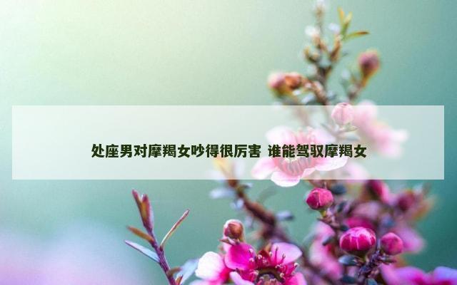处座男对摩羯女吵得很厉害 谁能驾驭摩羯女
