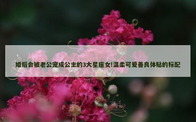 婚后会被老公宠成公主的3大星座女!温柔可爱善良体贴的标配