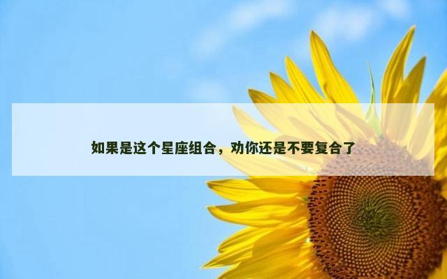 如果是这个星座组合，劝你还是不要复合了