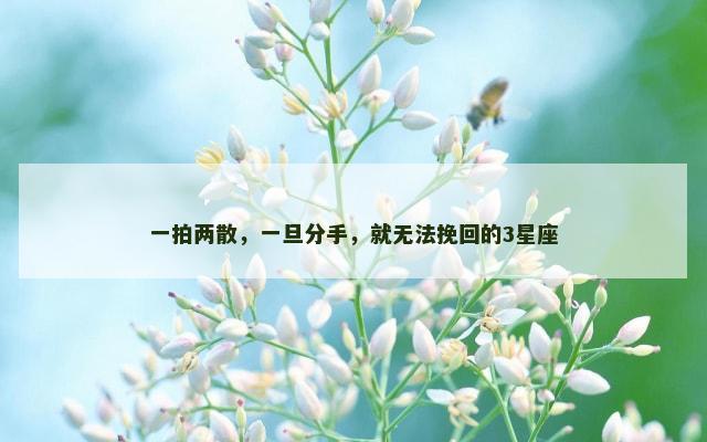 一拍两散，一旦分手，就无法挽回的3星座