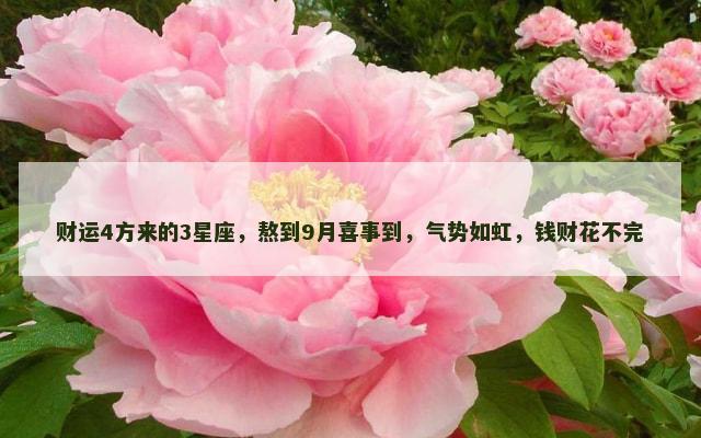 财运4方来的3星座，熬到9月喜事到，气势如虹，钱财花不完