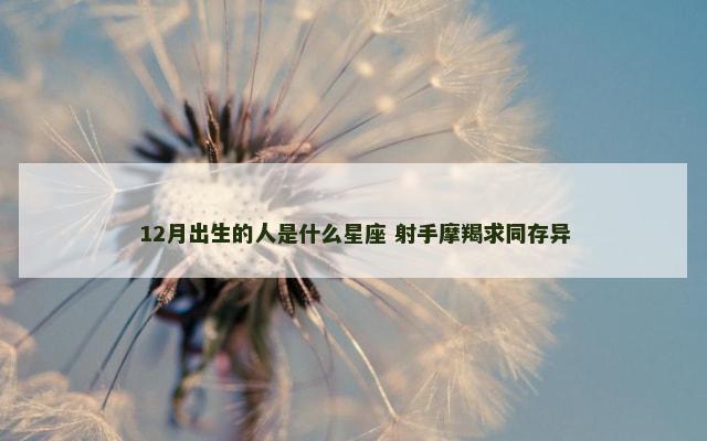 12月出生的人是什么星座 射手摩羯求同存异