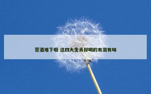 苦酒难下咽 这四大生肖却喝的有滋有味