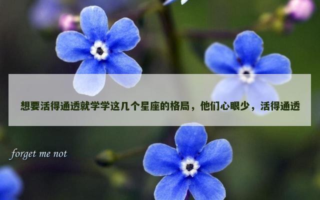 想要活得通透就学学这几个星座的格局，他们心眼少，活得通透