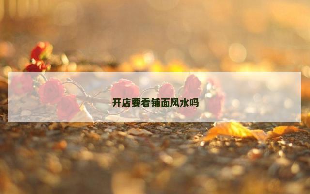开店要看铺面风水吗