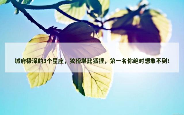 城府极深的3个星座，狡猾堪比狐狸，第一名你绝对想象不到！
