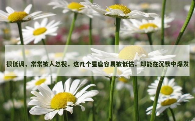很低调，常常被人忽视，这几个星座容易被低估，却能在沉默中爆发