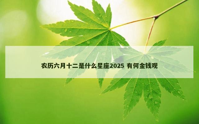 农历六月十二是什么星座2025 有何金钱观
