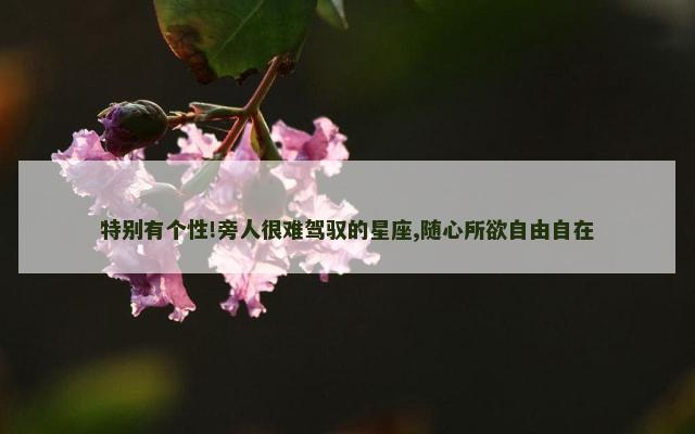 特别有个性!旁人很难驾驭的星座,随心所欲自由自在