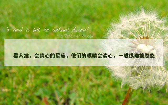 看人准，会猜心的星座，他们的眼睛会读心，一般很难被忽悠