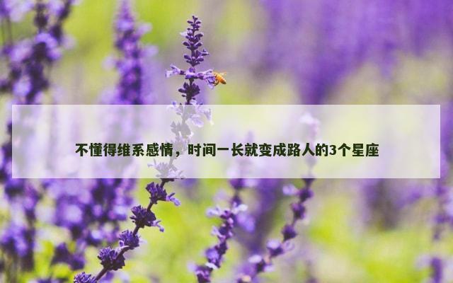 不懂得维系感情，时间一长就变成路人的3个星座