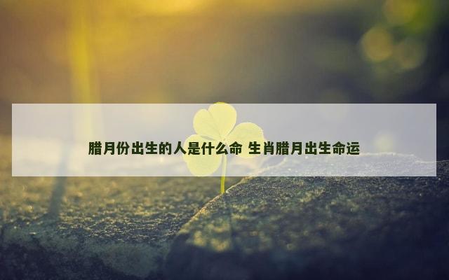 腊月份出生的人是什么命 生肖腊月出生命运