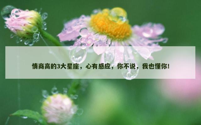 情商高的3大星座，心有感应，你不说，我也懂你！