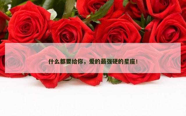 什么都要给你，爱的最强硬的星座！