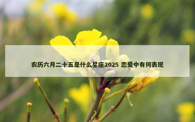 农历六月二十五是什么星座2025 恋爱中有何表现