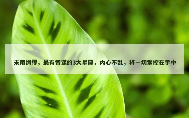 未雨绸缪，最有智谋的3大星座，内心不乱，将一切掌控在手中