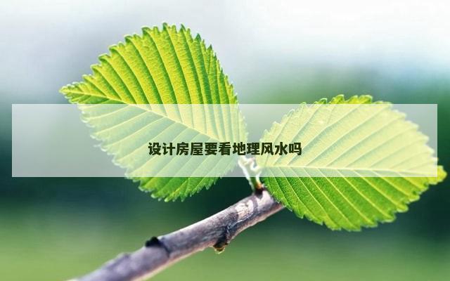 设计房屋要看地理风水吗
