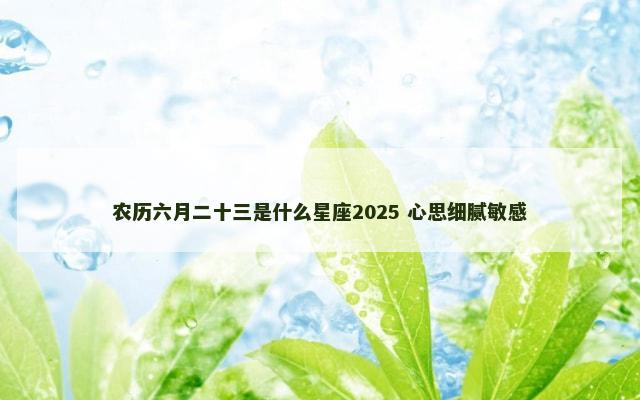 农历六月二十三是什么星座2025 心思细腻敏感
