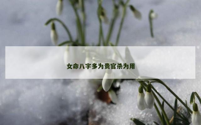 女命八字多为贵官杀为用