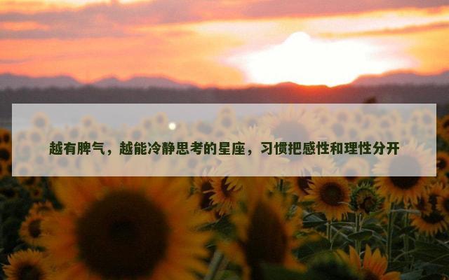 越有脾气，越能冷静思考的星座，习惯把感性和理性分开