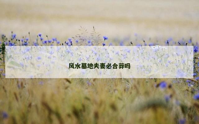 风水墓地夫妻必合葬吗