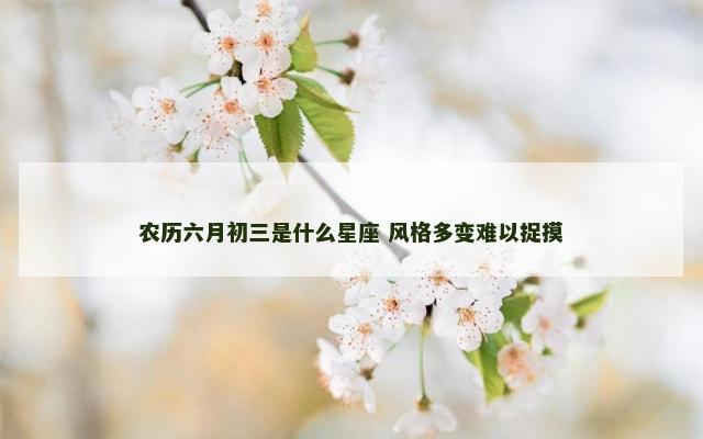 农历六月初三是什么星座 风格多变难以捉摸