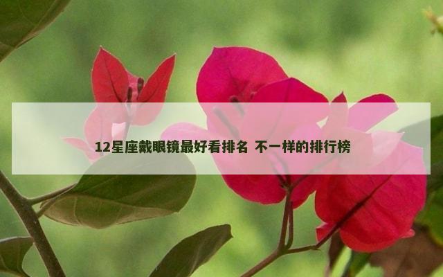 12星座戴眼镜最好看排名 不一样的排行榜