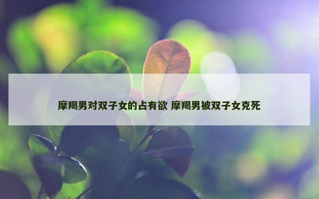 摩羯男对双子女的占有欲 摩羯男被双子女克死