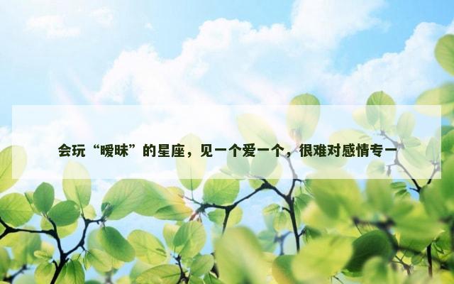 会玩“暧昧”的星座，见一个爱一个，很难对感情专一