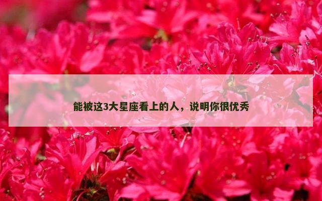 能被这3大星座看上的人，说明你很优秀