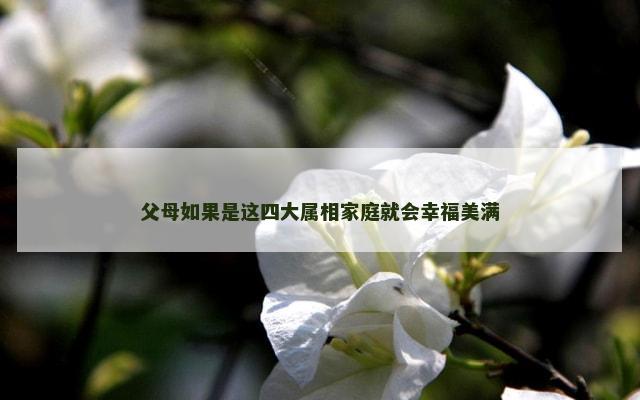 父母如果是这四大属相家庭就会幸福美满