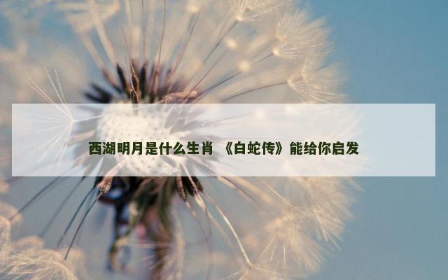 西湖明月是什么生肖 《白蛇传》能给你启发