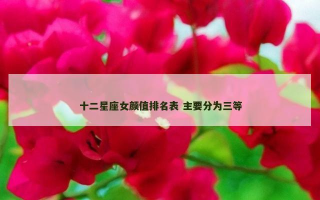 十二星座女颜值排名表 主要分为三等