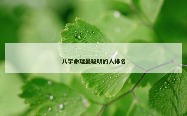 八字命理最聪明的人排名
