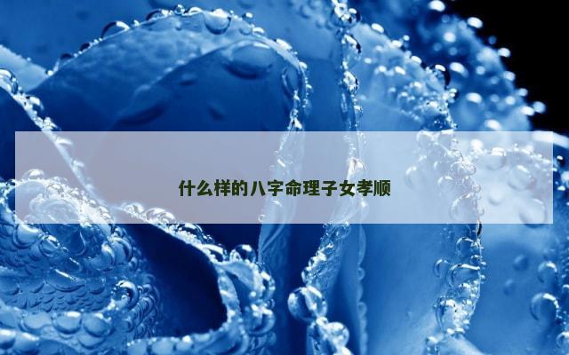 什么样的八字命理子女孝顺