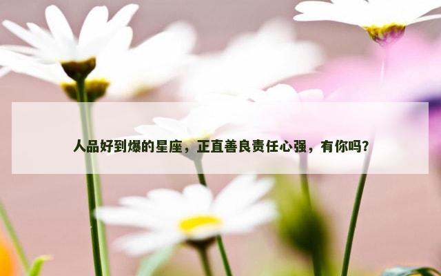 人品好到爆的星座，正直善良责任心强，有你吗？