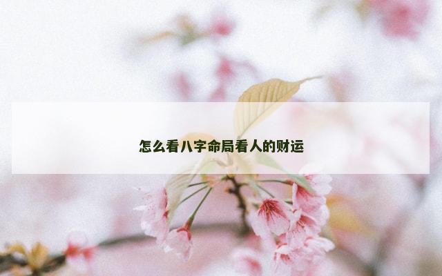 怎么看八字命局看人的财运