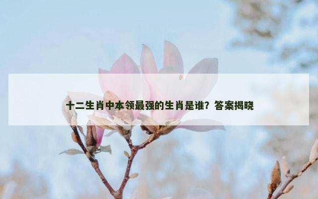 十二生肖中本领最强的生肖是谁？答案揭晓