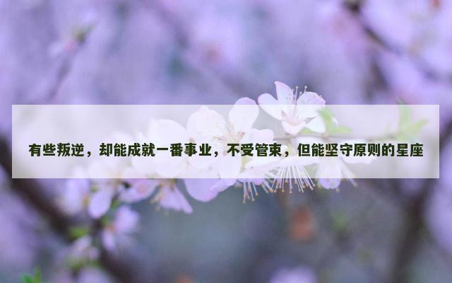 有些叛逆，却能成就一番事业，不受管束，但能坚守原则的星座