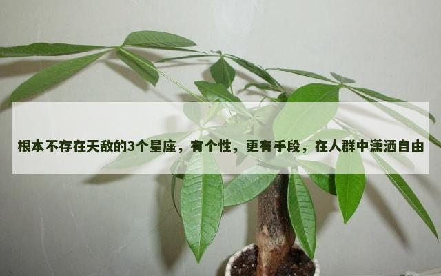 根本不存在天敌的3个星座，有个性，更有手段，在人群中潇洒自由